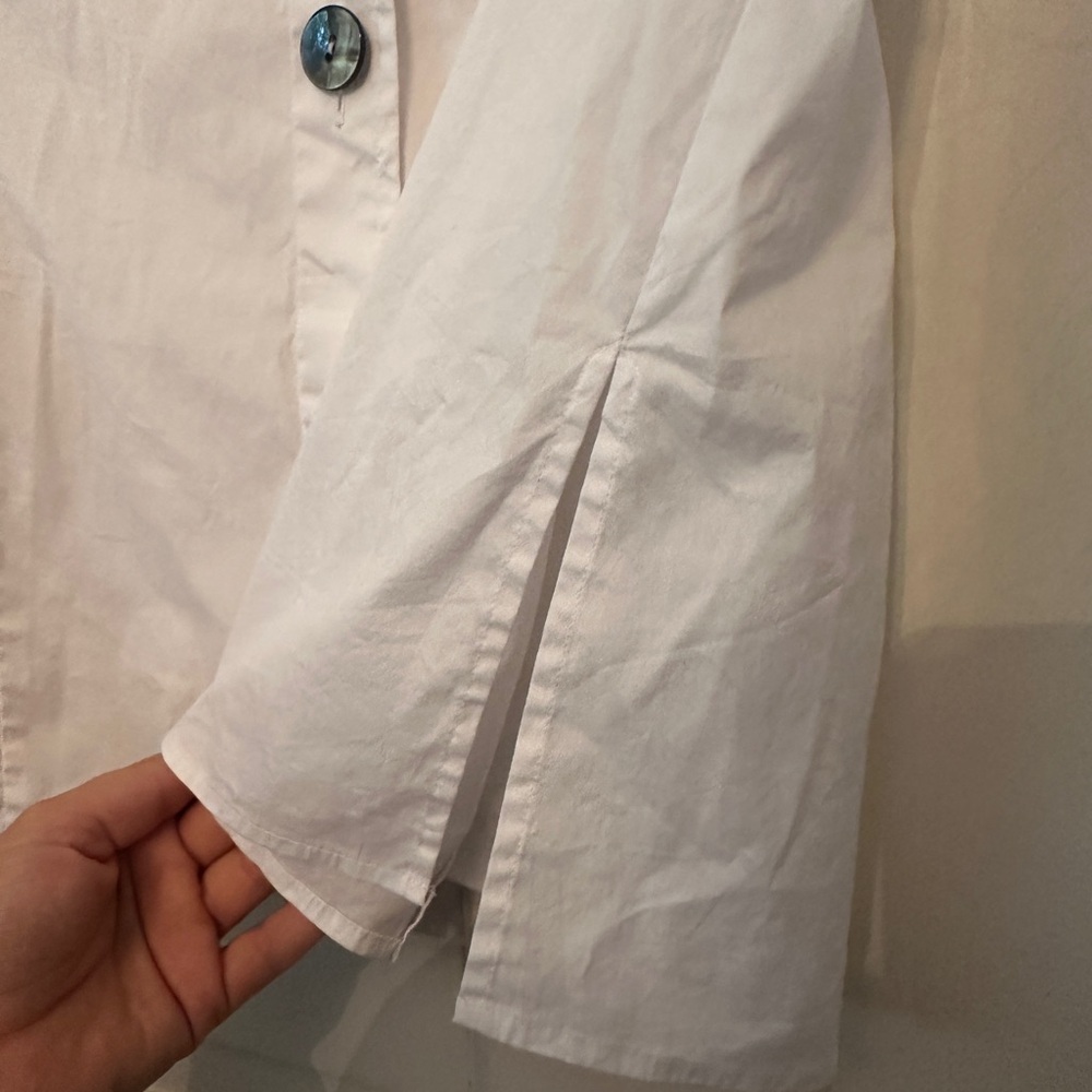 Ming Wang White Ruffle Neck Button-Front Blouse - image 7